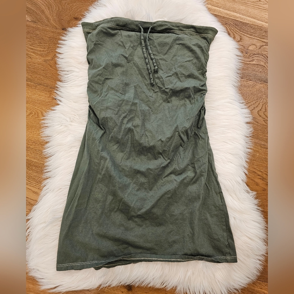 Vintage Strapless Olive Green Tube Dress